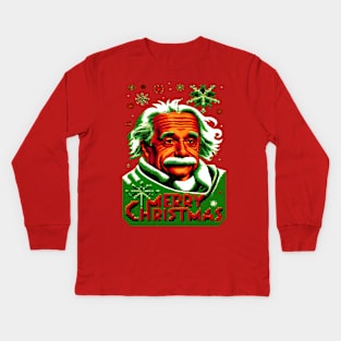 Albert Einstein  Physical Genius Merry Christmas Kids Long Sleeve T-Shirt